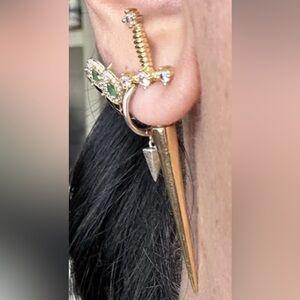 Crusader earrings sword cross earrings gold tone